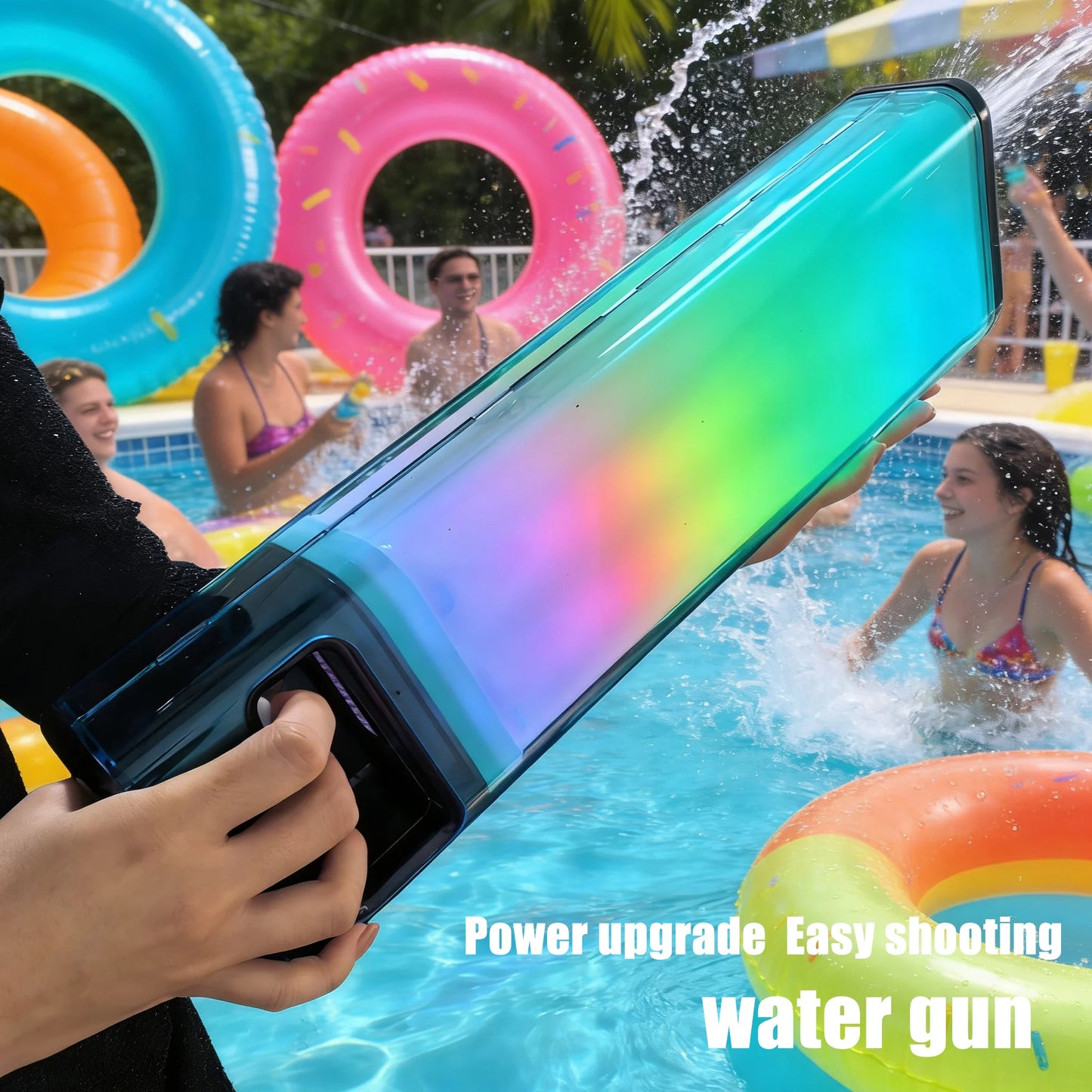 360° Light-Surrounding Electric Water Guns Toys Automatic High Pressure Water Toys Summer Outdoor Beach Fight for Adults Child