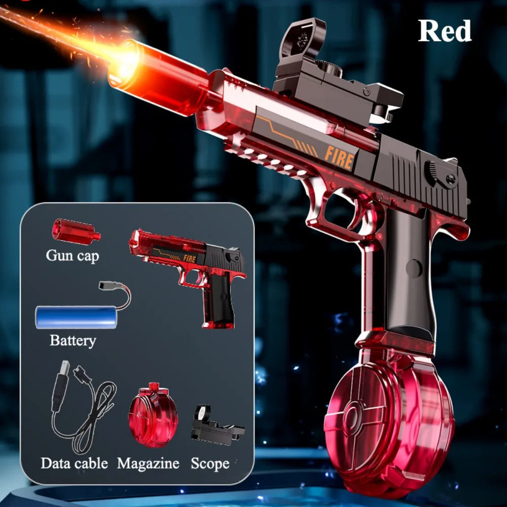 Light up Electric Water Gun with Flame Effect High-Pressure Squirt Blaster for Outdoor Fun Perfect Gift for Adults Kids