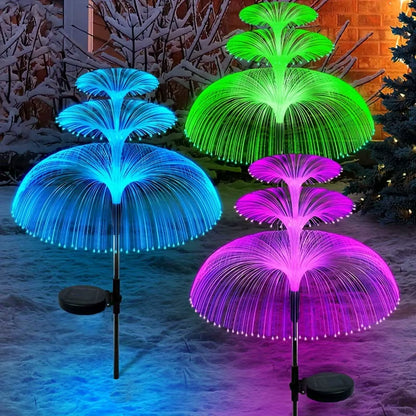 1PC Outdoor Solar Garden Lights 7 Colors Variable Solar Stake Jellyfish Reed Lights Solar Outdoor Color Changing Lights