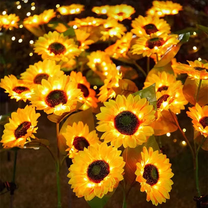 1Pc Solar Sunflower Lights 3 Heads 1 Head Garden Stake Outdoor Decorative Waterproof LED Landscape Lights for Patio Garden Yard