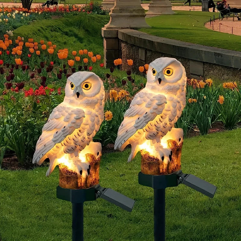 1PC Solar Powered Owl Ground Lamp Waterproof Outdoor Landscape Light for Lawn Garden Patio Pathway Night Atmosphere Decor Light