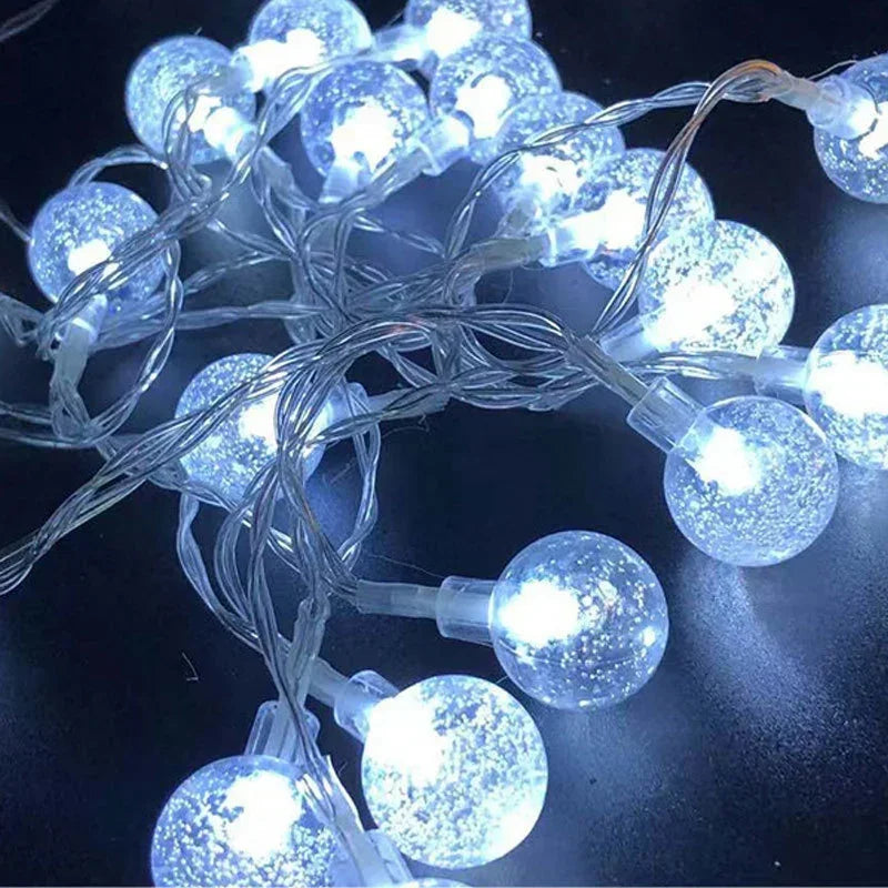 1.5-10M LED Crystal Ball Garland String Lights Indoor Decor Holiday Christmas Lamp 10/20/40/80 LED Fairy Lights Battery Operated