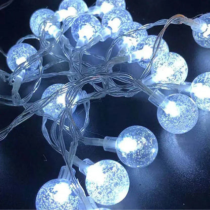 1.5-10M LED Crystal Ball Garland String Lights Indoor Decor Holiday Christmas Lamp 10/20/40/80 LED Fairy Lights Battery Operated