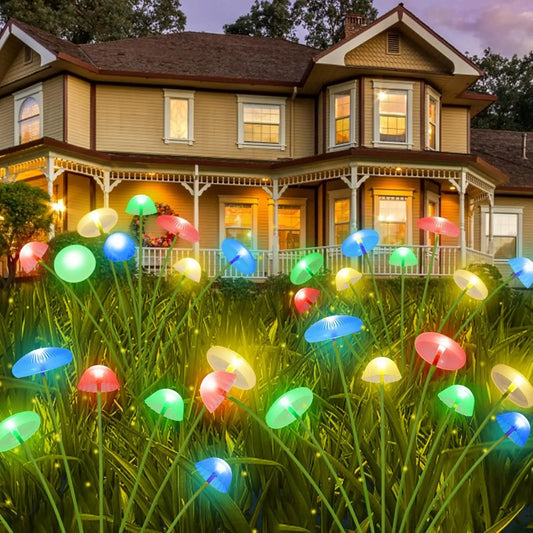Solar Mushroom Lights Outdoor, 6/8/10 LED Waterproof Garden Lights with Spikes for Lawn, Pathway, Yard, and Holiday Decor