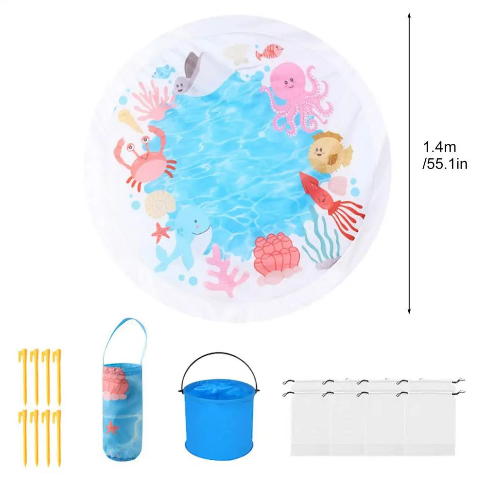 Kids Beach Puddle Pool Toddler Blanket Paddling Pool with Carrying Bag Waterproof Summer Outdoor Water Play Toy Picnic Travel