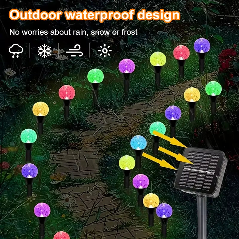 30 LED Solar Bubble Ball Lawn Lights Waterproof Solar Pathway String Light for Outdoor Garden Patios Trail Lighting Decoration