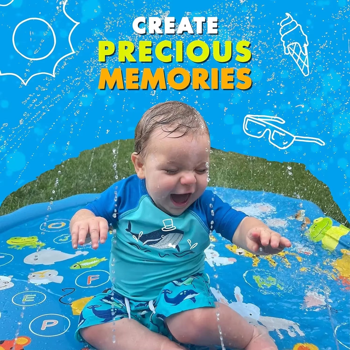 100/60Cm Children'S Inflatable Water Spraying Game Mat Outdoor Game Toy Lawn Swimming Pool Mat Children'S Toy Beach Mat