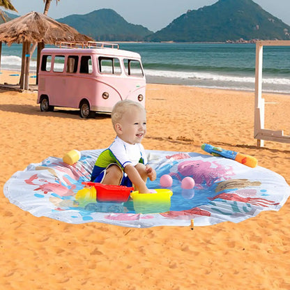 Kids Beach Puddle Pool Toddler Blanket Paddling Pool with Carrying Bag Waterproof Summer Outdoor Water Play Toy Picnic Travel