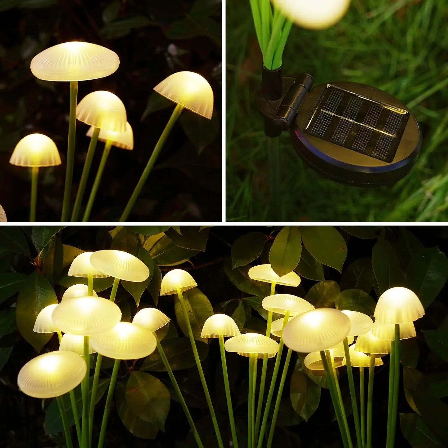 Solar Mushroom Lights Outdoor, 6/8/10 LED Waterproof Garden Lights with Spikes for Lawn, Pathway, Yard, and Holiday Decor