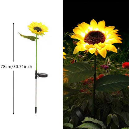 1Pc Solar Sunflower Lights 3 Heads 1 Head Garden Stake Outdoor Decorative Waterproof LED Landscape Lights for Patio Garden Yard