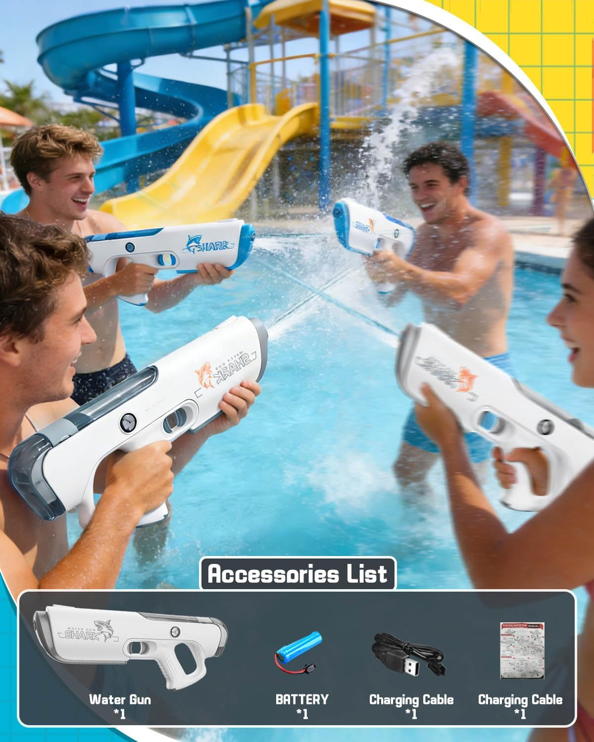 Pistolet À Eau Électrique Enfants, Pistolet À Eau Automatique Avec Aspiration Automatique, Portée De 6-8 M, Longue Autonomie, Pistolet a Eau Pour Piscines, Plages Et Jardin﻿