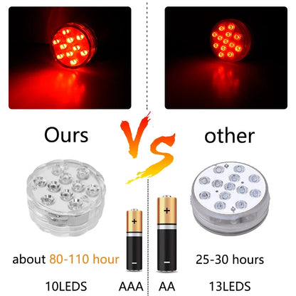 10 Leds RGB Underwater Lights with Magnetic Suction Cups 16 Color Lights Battery Operated Swimming Pool Lamp Underwater Lighting