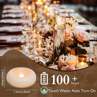Flameless LED Floating Candles Battery Operated Tealights Romantic Warm White Light for Pool Bathtub Hot Bath Wedding Centerpiec