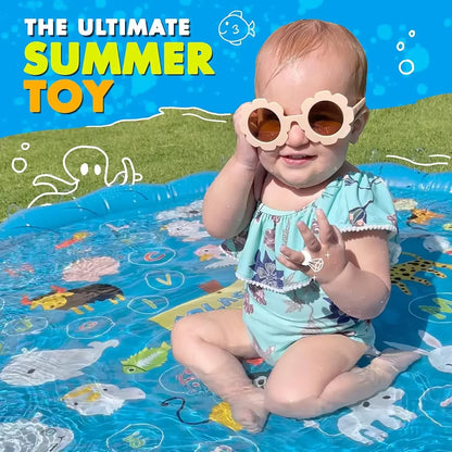 100CM Splash Pad Sprinkler for Kids Outdoor Water Toys Inflatable Splash Pad Children outside Backyard Dog Sprinkler Pool