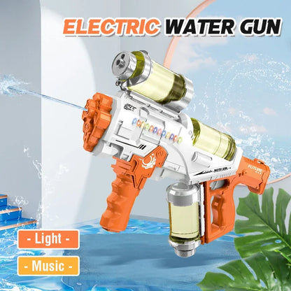 Large Capacity Automatic Water Gun Continuous Firing with Lights Rechargeable Electric Water Guns Beach Party Game Kids Boys Toy